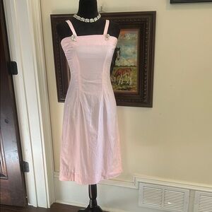 Vintage Sz XS 100% Cotton Wiggle Dress Pink Sleeveless Dress GVC